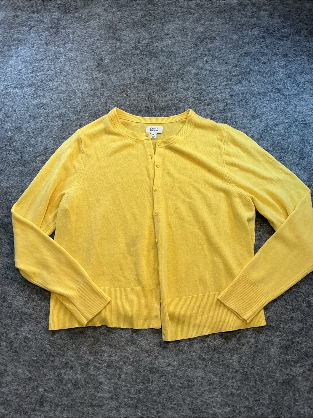 Croft & Borrow Butter Yellow Crewneck Button-Front Cardigan Sweater Size XXL